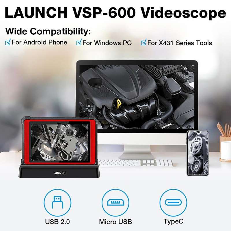 LAUNCH VSP-600 For X431 Pro3S+ / V / V+ / PAD-V USB HD Endoscope Car Repair Tool