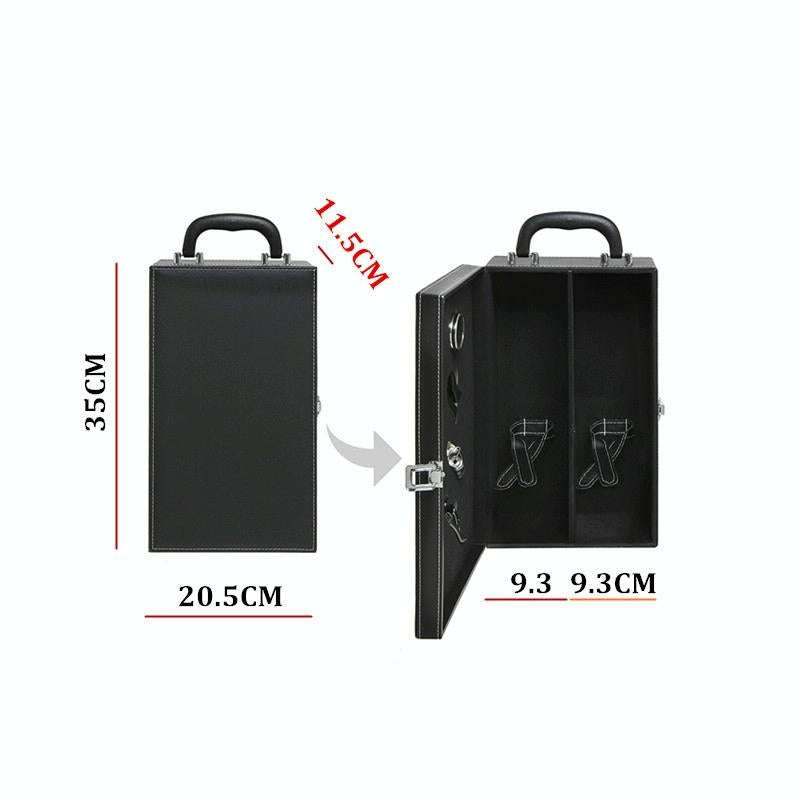 Wine Gift Box Double Stick with Tools Wine Gift Box Leather Box(Brown)
