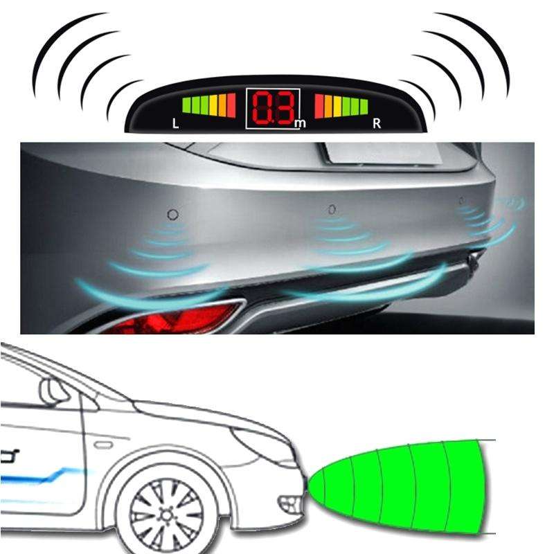 Car Buzzer Reverse Backup Radar System - Premium Quality 4 Parking Sensors Car Reverse Backup Rad...