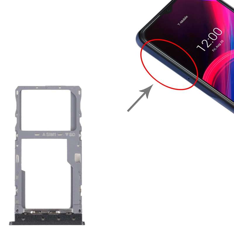 For T-Mobile REVVL 4 4G Original SIM Card Tray + Micro SD Card Tray(Black)