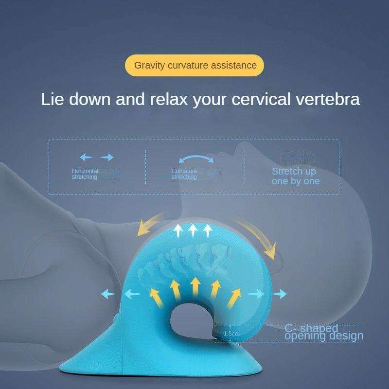 Neck Shoulder Stretcher Relaxer Cervical Chiropractic Traction Device Pillow (Dark Blue)