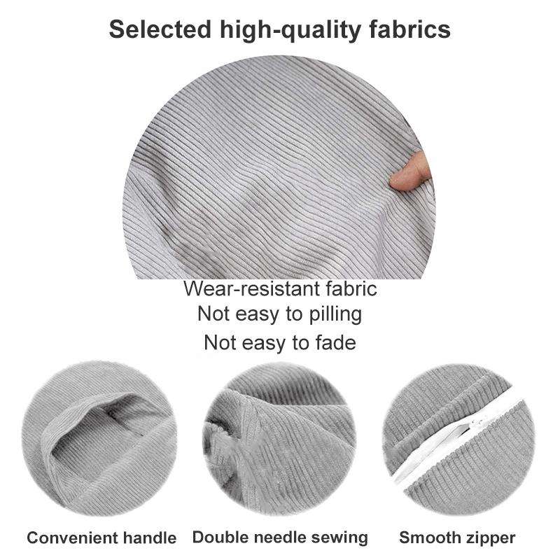 Corduroy Lazy Bean Bag Chair Sofa Cover, Size:100x120cm(Dark Grey)