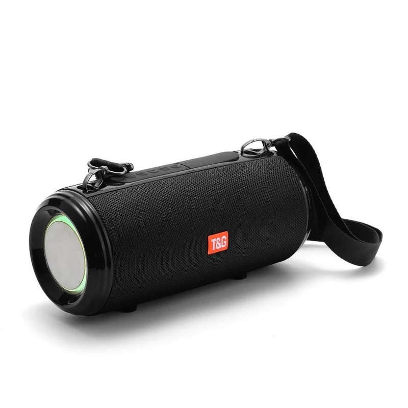 T&G TG537 RGB Light Portable Waterproof Bluetooth Speaker Supports FM / TF Card(Black)