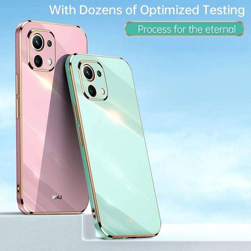 For Xiaomi Mi 11 Lite XINLI Straight 6D Plating Gold Edge TPU Shockproof Case(Celestial Blue)