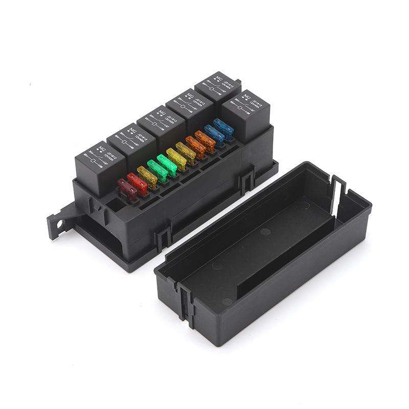 Car Modified 12V / 4Pin / 40A Black Shell 11-Way Fuse With 6-Way Relay Car Machine Cabin Link Inn...