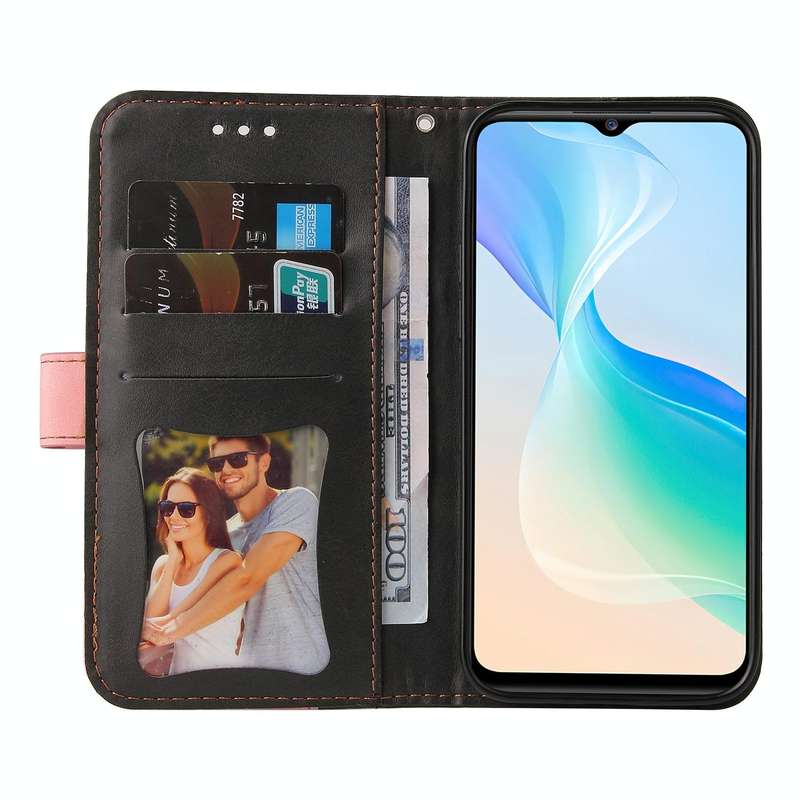 For vivo Y76 5G/Y76S Stitching-Color Horizontal Flip Leather Case(Pink)