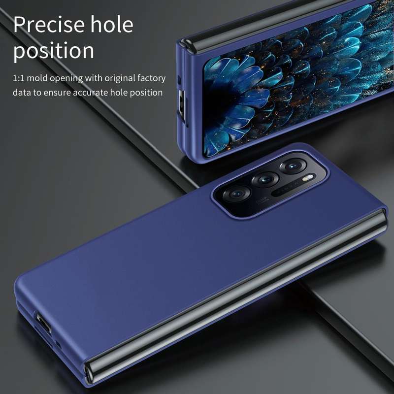 For OPPO Find N Folding Skin Scrub Plain Leather Phone Case(Black)