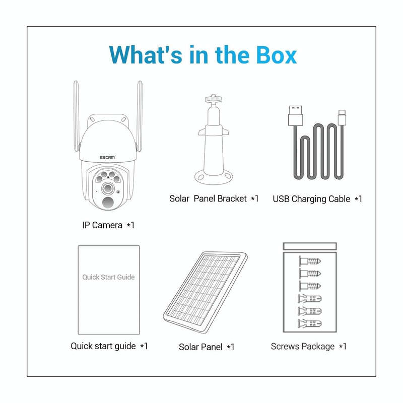 ESCAM QF103 3MP Cloud Storage PT WIFI PIR Alarm IP Camera with Solar Panel Battery Support Full C...