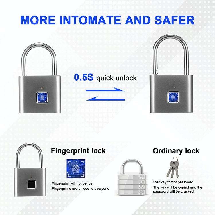 Stainless Steel Automatic Intelligent Fingerprint Padlock Electronic Lock, 10 Fingerprint Edition...