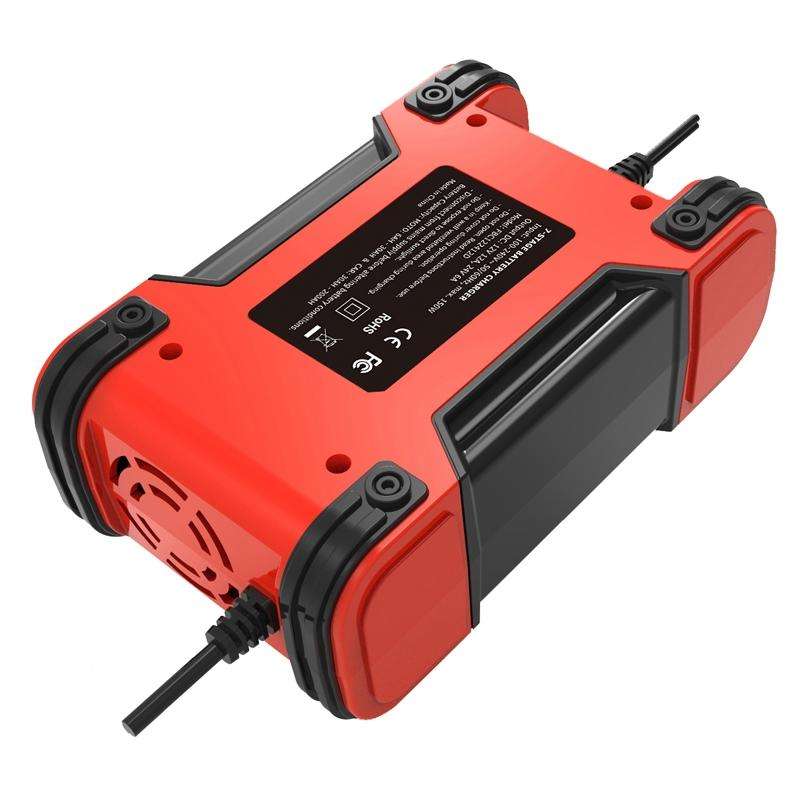 FOXSUR 12A / 12V / 24V Car / Motorcycle 7-stage Lead-acid Battery AGM Charger, Plug Type:UK Plug(...