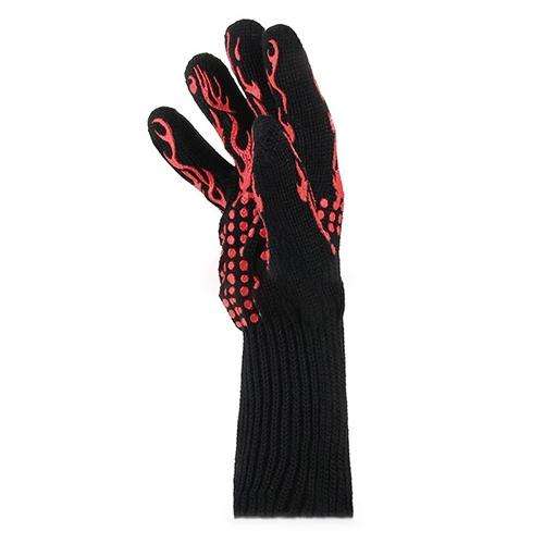 Heat-resistant High Temperature Fire Resistance Cooking Baking Barbecue Grill Gloves Red Torch