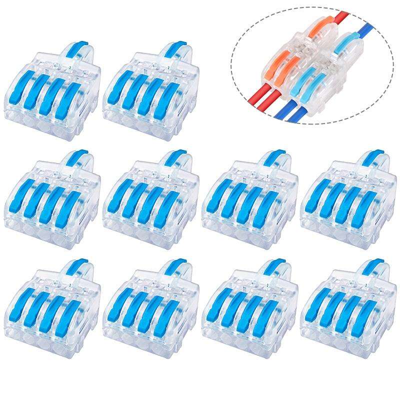 10 PCS Multi-Function Branch Wire Butt Copper Wire Quick Connection Terminal, Model: F14 Blue Han...