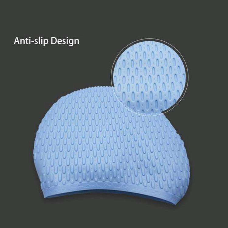 Particles Thickening High Elasticity Non-slip Silicone Swimming Cap(Black)