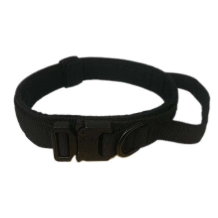 Nylon Thickened Large And Medium-Sized Dog Traction Collar Pet Collar, Size:XL(Black)