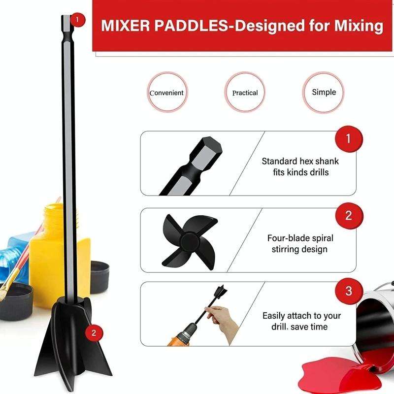 Paint and Resin Epoxy Mixer Paddle Attachment for Drill(Black)