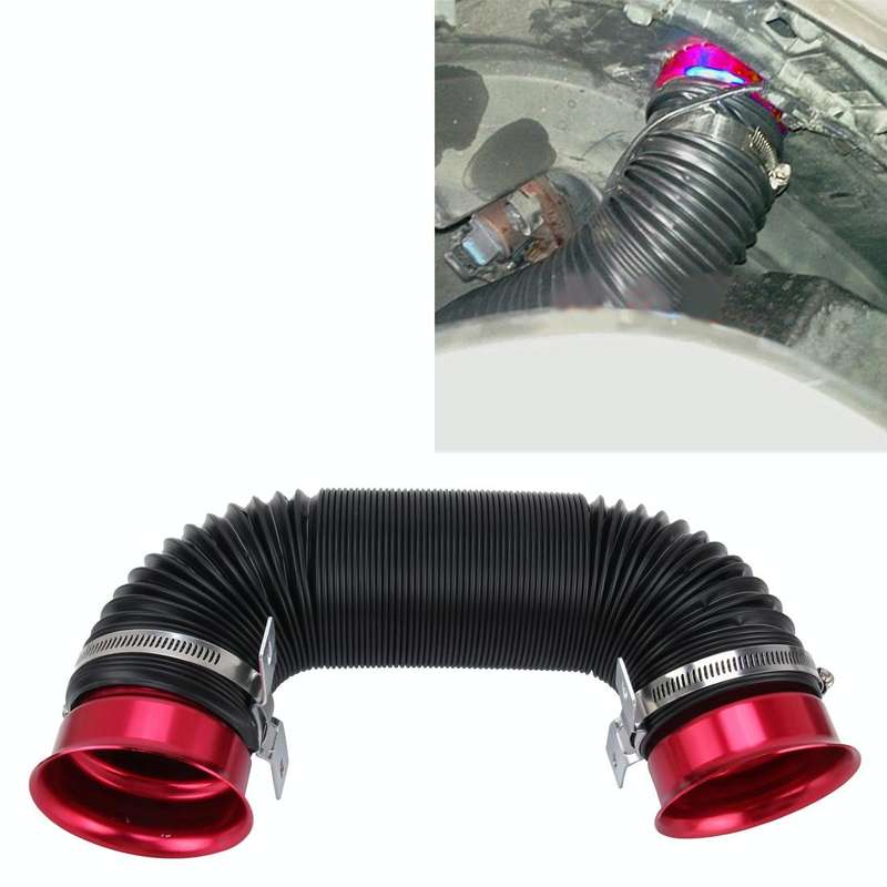 Car Auto Universal Tube Air Filter Adjustable Cold Air Injection Intake System Pipe Without Air F...