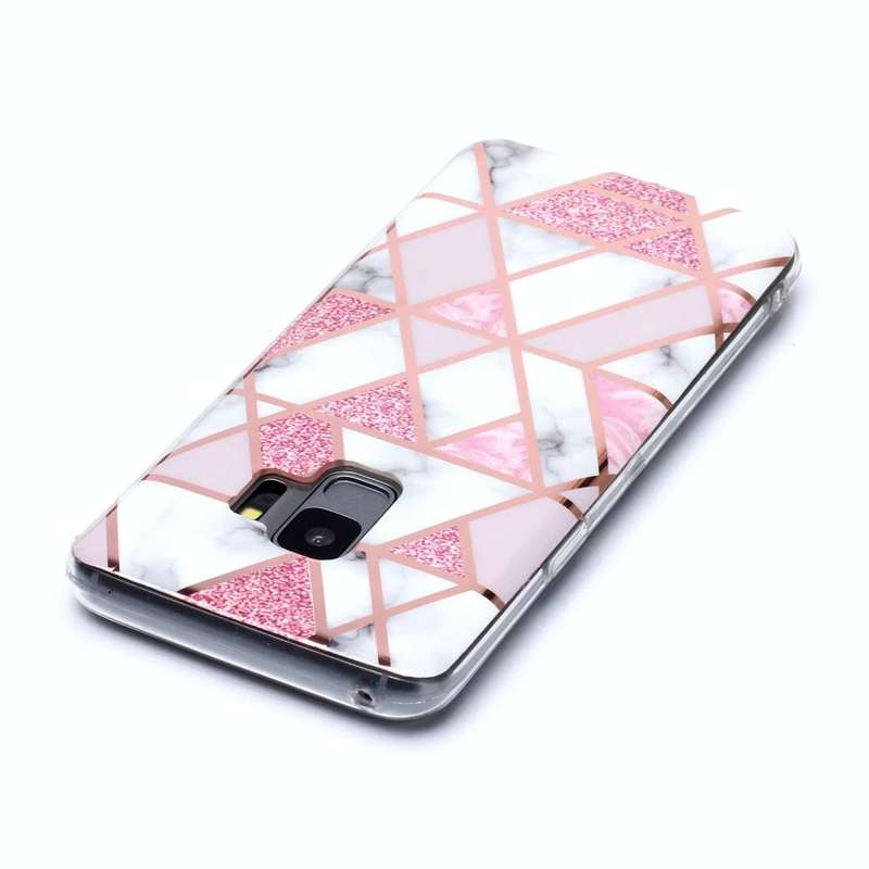 For Galaxy S9 Plating Marble Pattern Soft TPU Protective Case(Pink)
