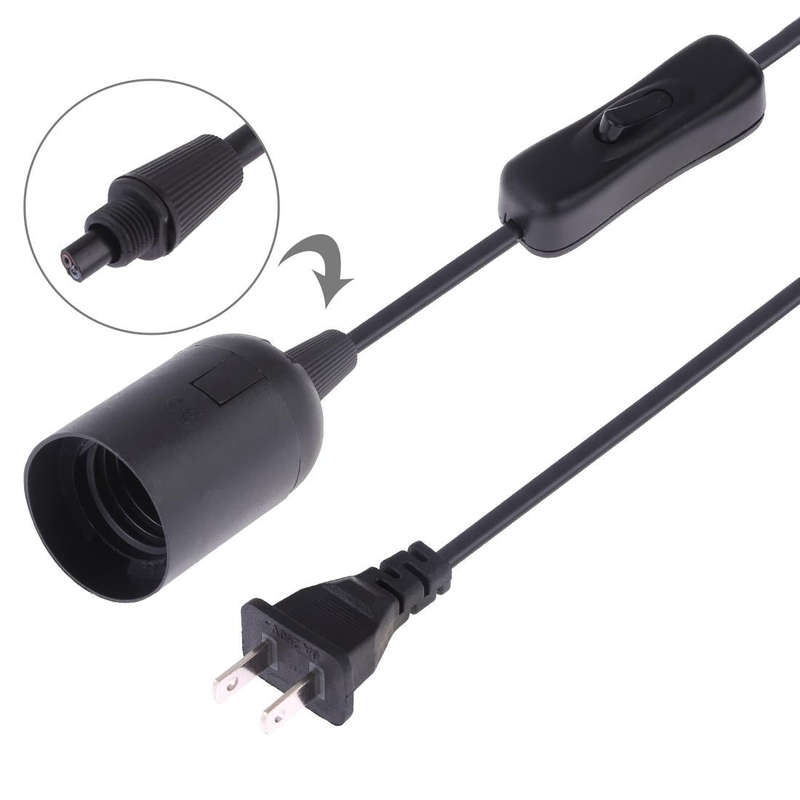 E27 Wire Cap Switch Lamp Holder Chandelier Power Socket with 1.5m Extension Cable, US Plug(Black)