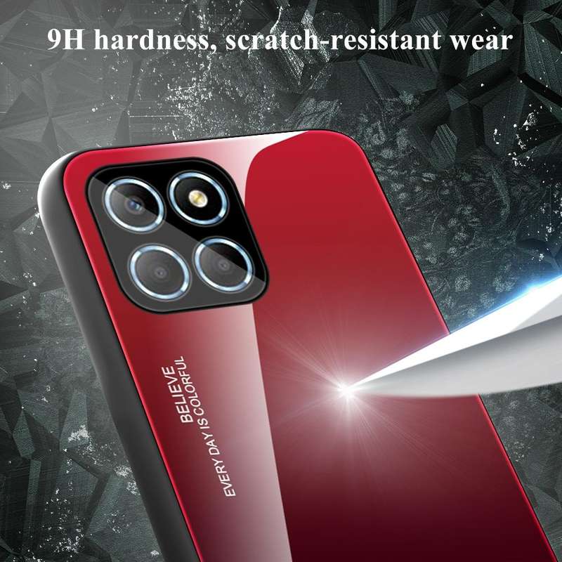 For Honor X8 Gradient Color Glass Phone Case(Green Cyan)