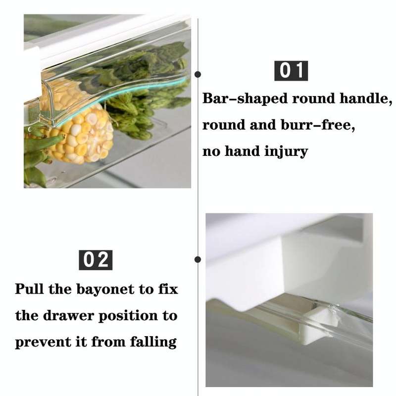 Refrigerator Storage Box Drawer Type Square Household Multifunctional Food Preservation Box, Spec...