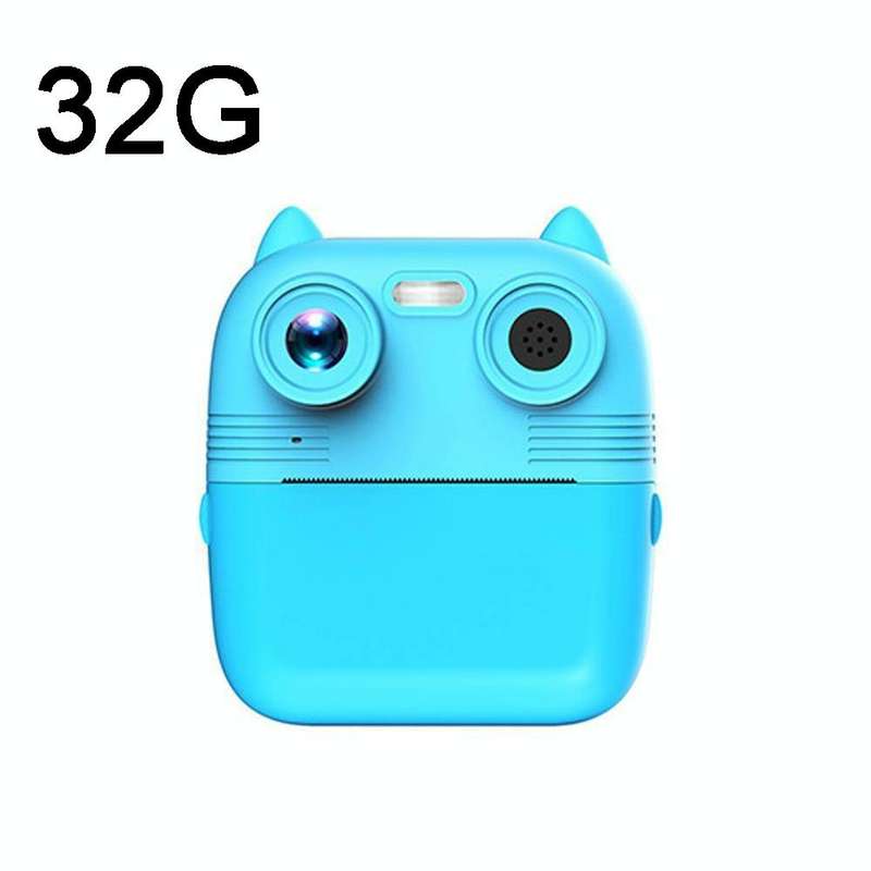 1080P Instant Print Camera 2.8-inch IPS Screen Front and Rear Dual Lens Kids Camera, Spec: Blue+3...