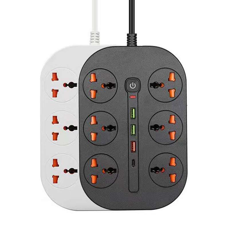 T21 PD3.0 + QC3.0 Multi-Hole Socket Plug 3000W High Power Socket, AU Plug(Black)