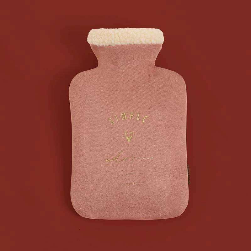 ZS0030 1000ml Plush Water-Filled Hot Water Bags Explosion-Proof Warming Water Bottle(Bean Red)