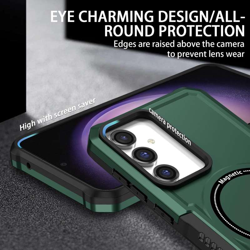 For Samsung Galaxy S23 FE MagSafe Shockproof Armor Phone Case(Dark Green)
