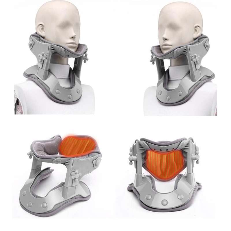 Cervical Spine Retractor Household Adjustable Hot Compress Stretching Neck Brace(Gray)