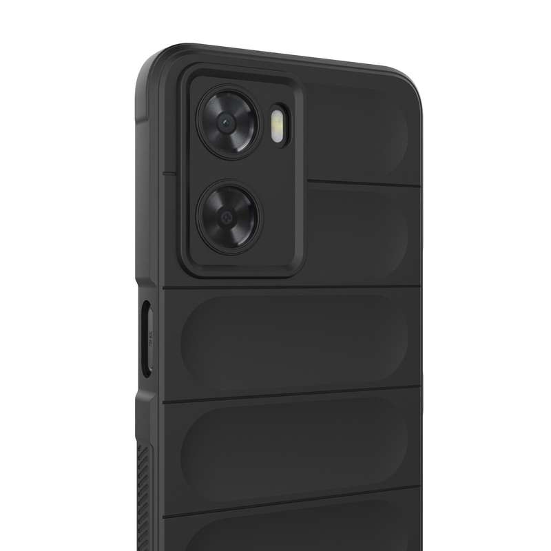 For OPPO A57 4G Global Magic Shield TPU + Flannel Phone Case(Black)