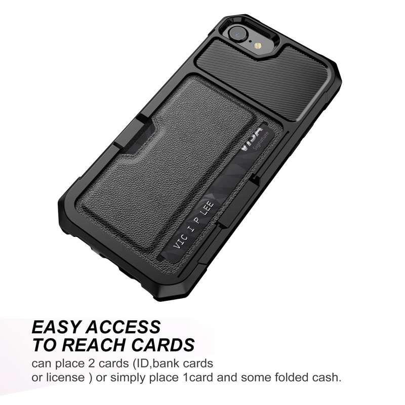 For iPhone SE 2022 / SE 2020 / 8 / 7 ZM02 Card Slot Holder Phone Case(Black)