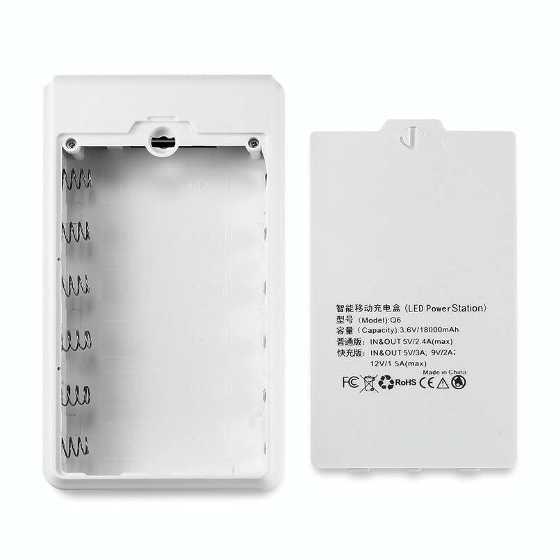 Q6 Removable 6 Sections 18650 Battery Box Charger Case, Style: Ordinary(White)