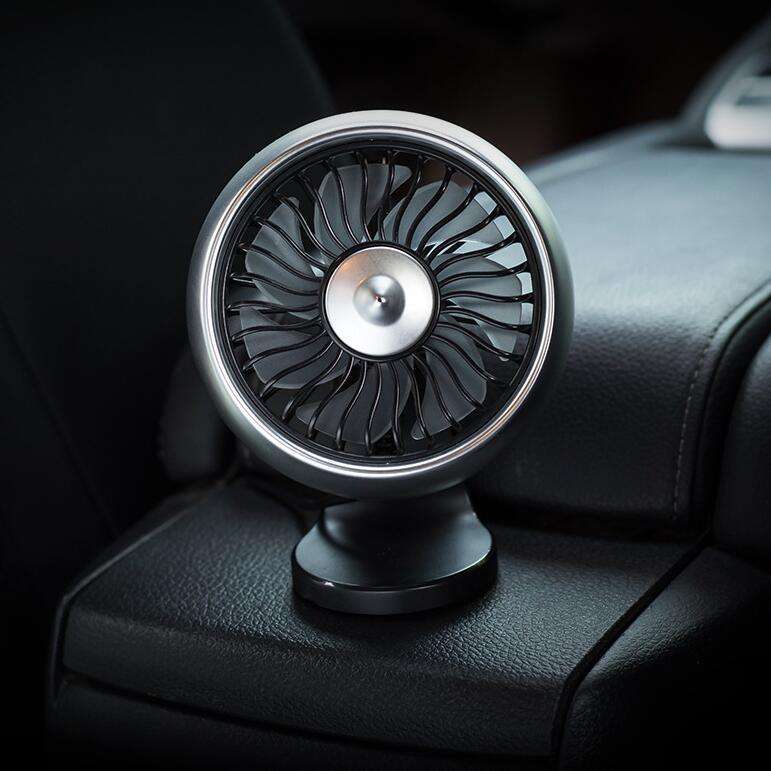 Automobile Multi-function Electric Fan Car Air Outlet USB Interface Mini Fan(Silver)
