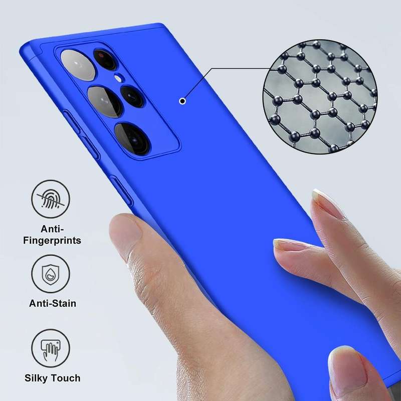 For Samsung Galaxy S22 Ultra 5G GKK Three Stage Splicing PC Phone Case(Blue)