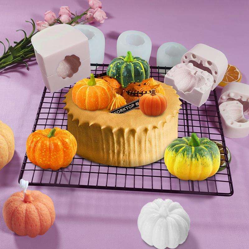 Halloween Three-Dimensional Pumpkin Cake DIY Scented Candle Silicone Mold, Specification: SW-46