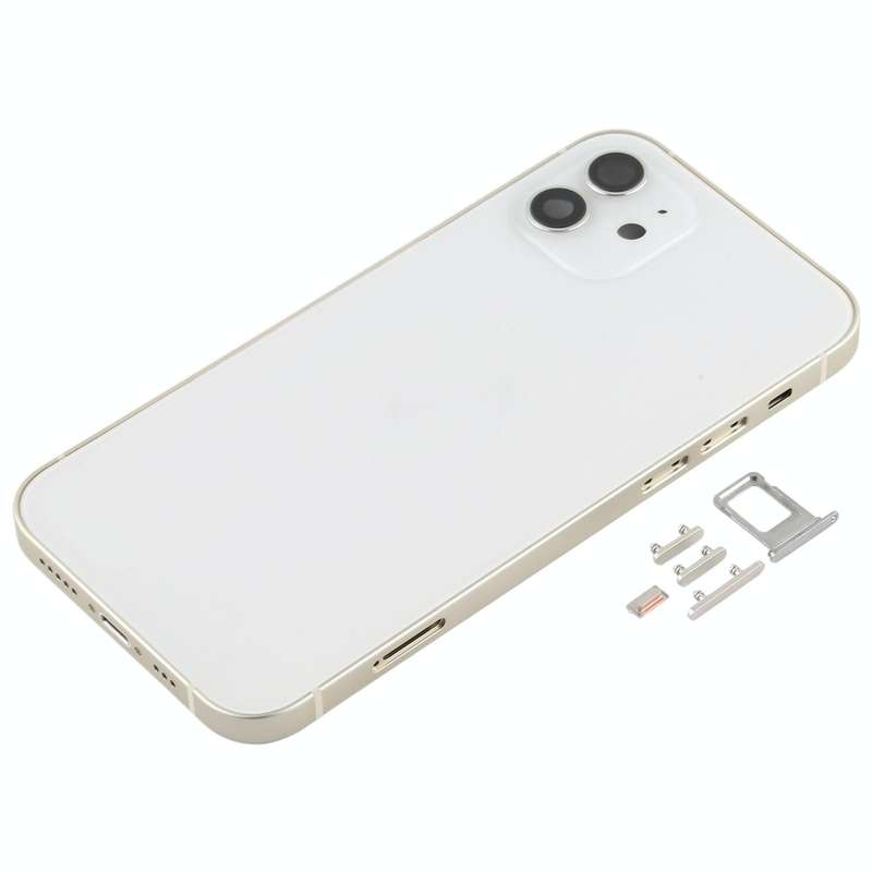 Back Housing Cover with SIM Card Tray & Side  Keys & Camera Lens for iPhone 12(White)