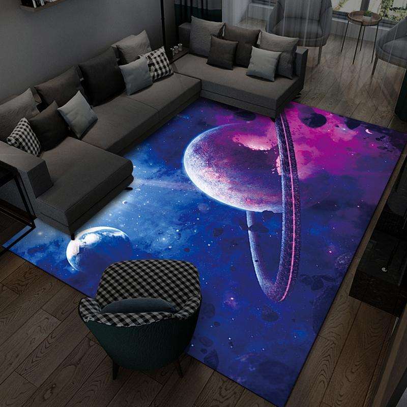 3D Visual Cartoon Cosmic Planet Living Room Carpet, Size: 50x80cm(Cosmic Planet 6)