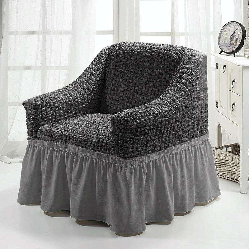 Four Seasons Universal Elastic Full Coverage Skirt Style Sofa Cover, Size: Single S 90-140cm(Dark...