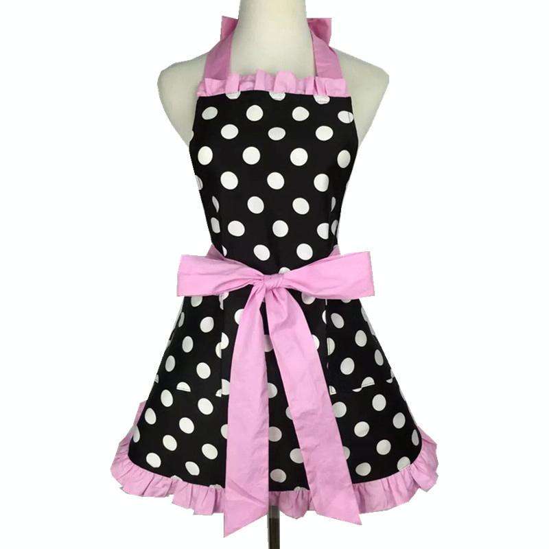 Cotton Dot Overalls Apron(Pink)