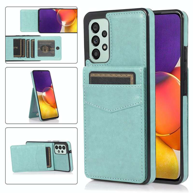 For Samsung Galaxy A73 5G Solid Color PC + TPU Protective Case with Holder & Card Slots(Green)