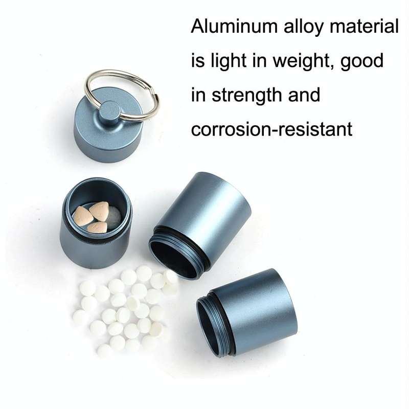 Outdoor First Aid Sealed Waterproof Pill Jar Aluminum Alloy Portable Emergency Pill Box(Black)