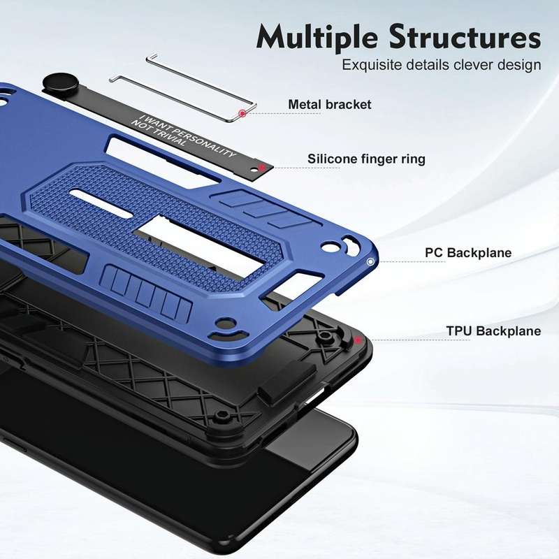 For Honor X8a 2023 Variety Brave Armor Finger Loop Holder Phone Case(Blue)