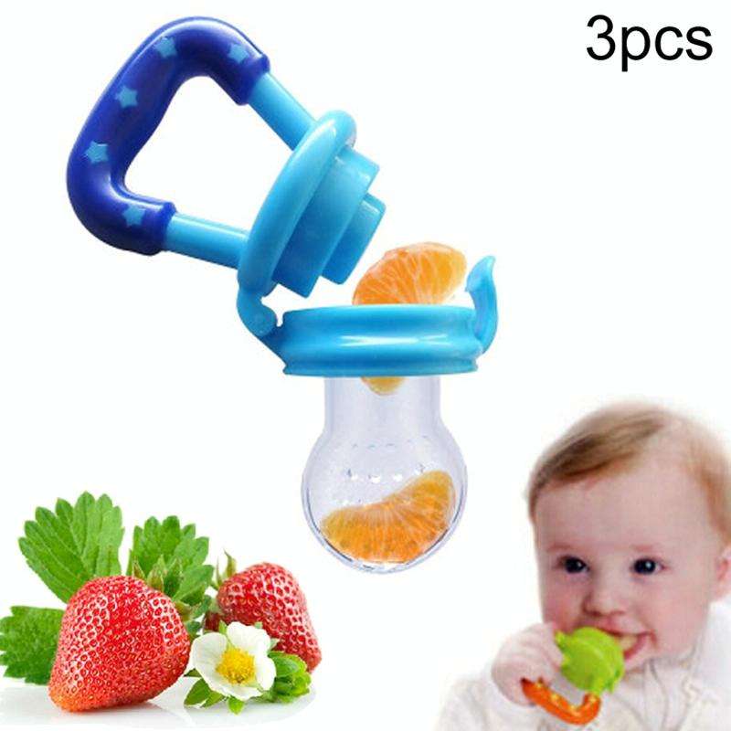 3 PCS Portable Baby Infant Food Nipple Feeder Silicone Pacifier Silicone Baby Soother, Random Col...