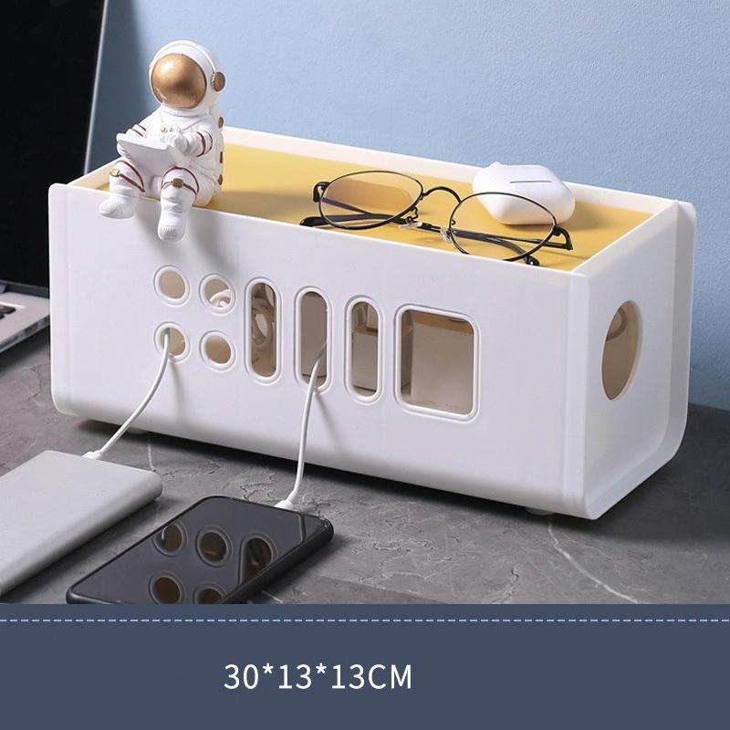 XM009 Plastic Plug-In Electric Wire Storage Box Power Board Wire Clip Box Charger Storage Finishi...