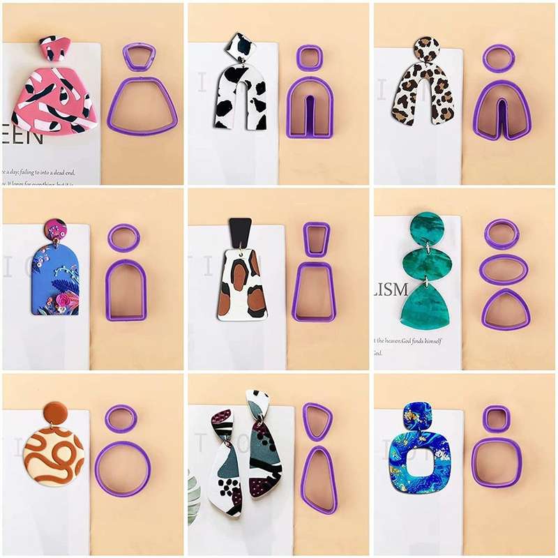 18 In 1 Soft Clay Earring Molds DIY Handmade Clay Cutter Clay Earrings Making Molds(Purple)