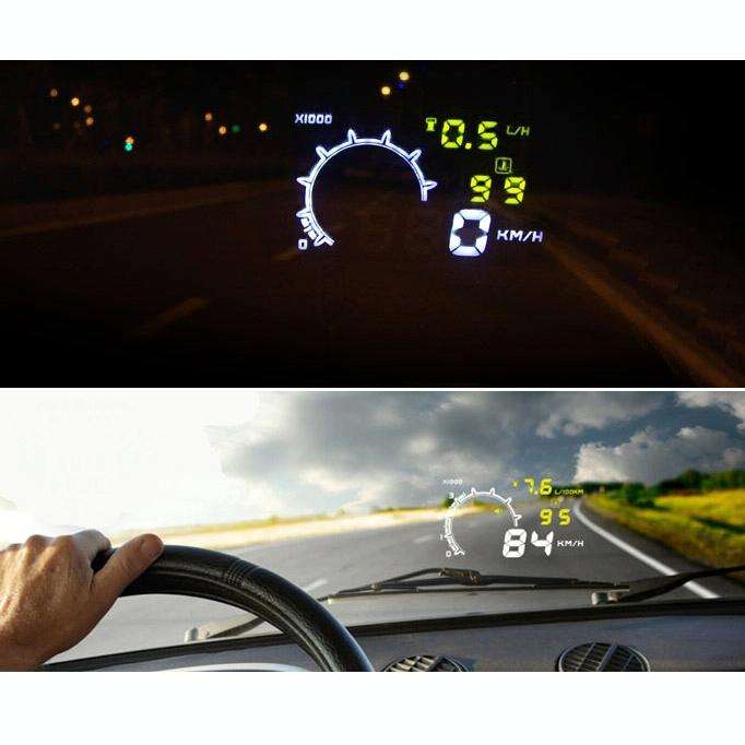 W02 5.5 inch Car OBDII HUD Fuel Consumption Warning System Vehicle-mounted Head Up Display Projec...