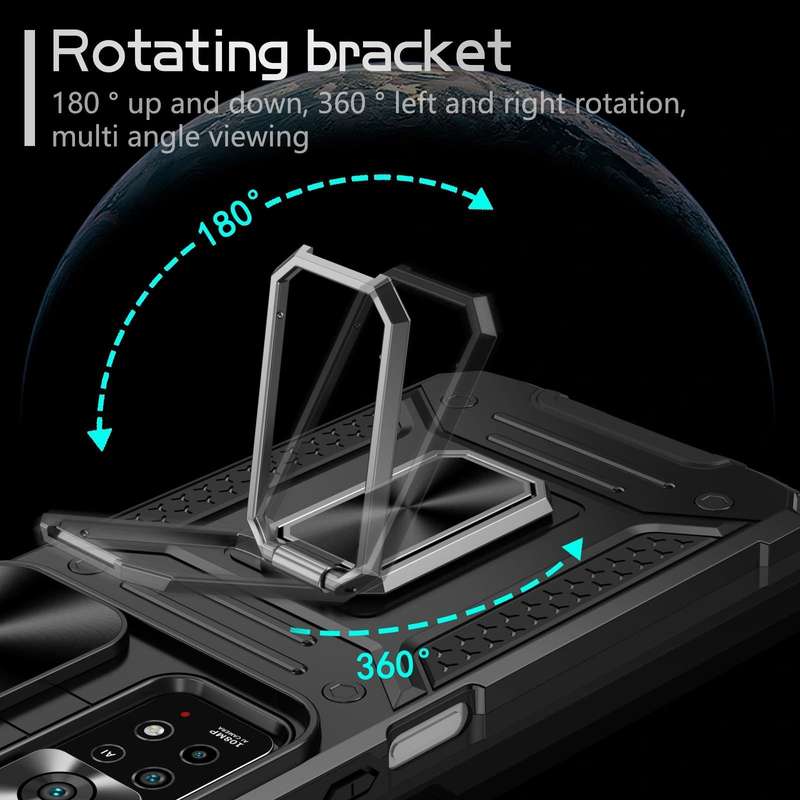 For Redmi Note 11 Pro 4G / 5G Global Camshield Robot TPU Hybrid PC Phone Case(Black)