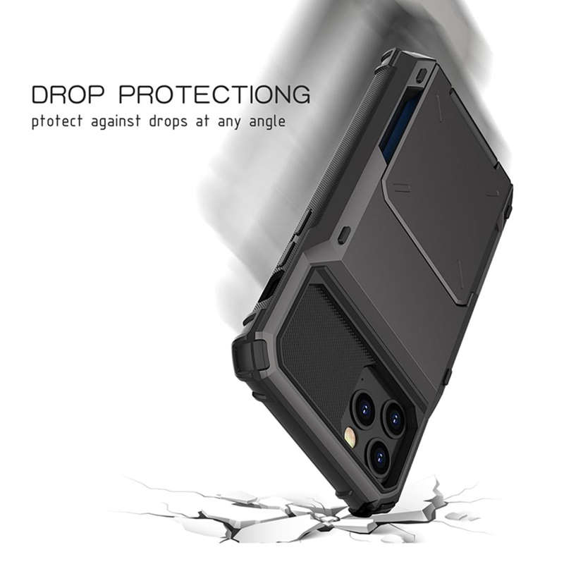 For iPhone 12 mini Scratch-Resistant Shockproof Heavy Duty Rugged Armor Protective Case with Card...