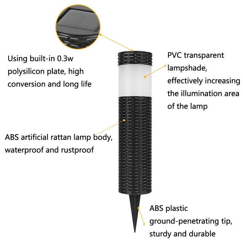 Solar LED Outdoor Waterproof Cylinder Lawn Light, Style: Warm Light