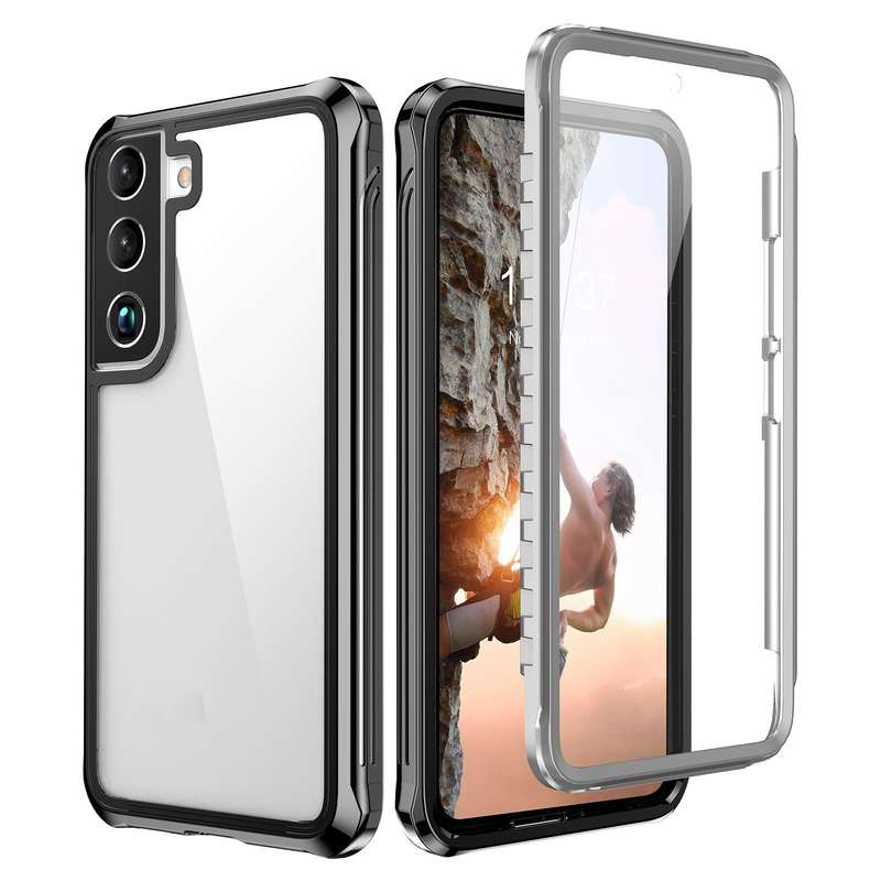 For Samsung Galaxy S22 5G RedPepper Transparent Dot Shockproof Waterproof PC + TPU Phone Case(Black)